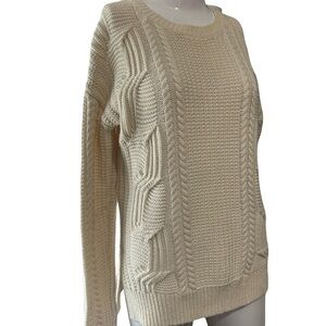 GAP Cream Crew Neck Cable Knit Sweater